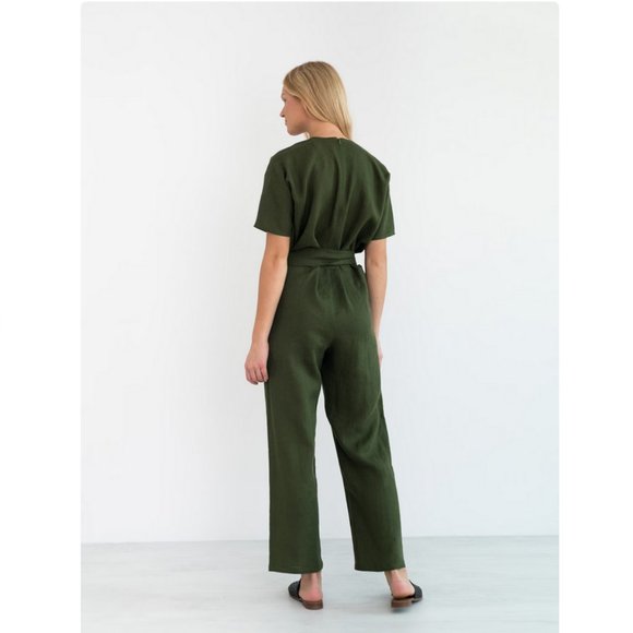 LOVEANDCONFUSE - Aurora Linen Jumpsuit in Forest Green - Picture 5 of 6